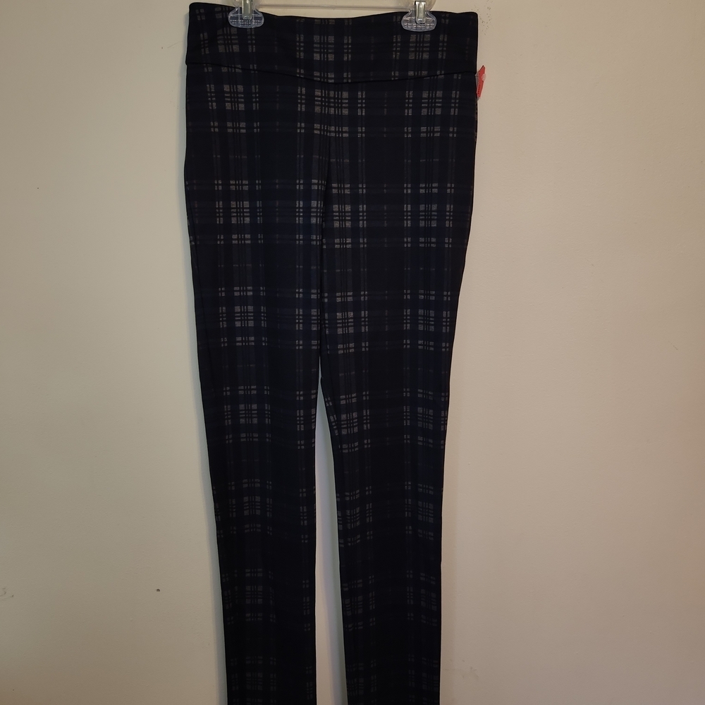 Up! Women's Black Plaid Skinny Pants
